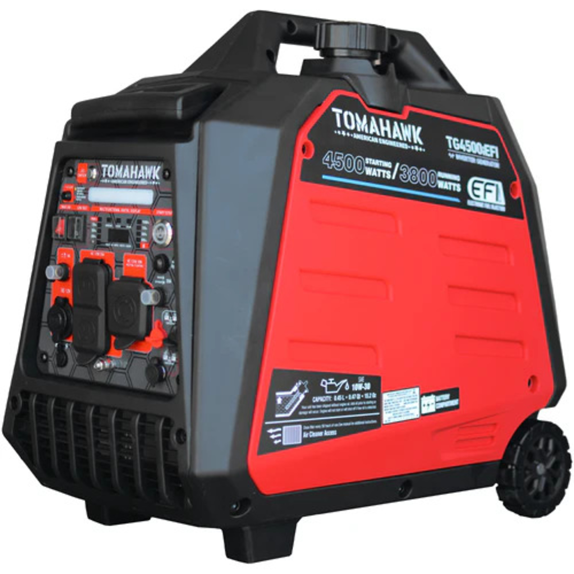 Tomahawk, Portable EFI Inverter Generator with 2 Yr Warranty, Surge Watts 4500 Rated Watts 3800 Voltage 120 Model# TG4500iEFI